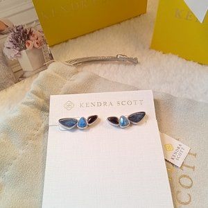 NWT Kendra Scott Climber Stud Earrings in Blue Stone Mix/Silver